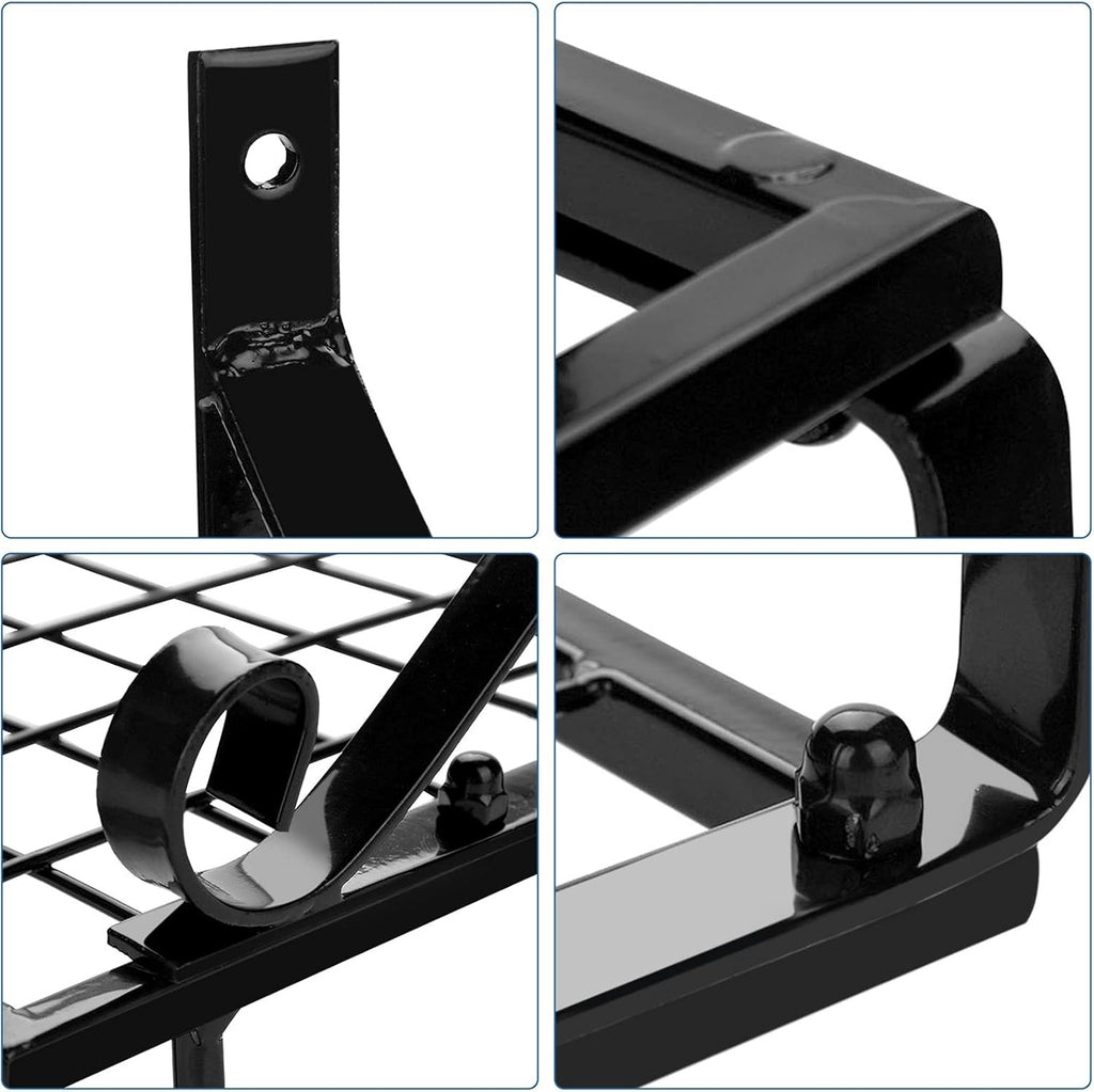 Wall Mounted Pot Pan Rack 45cm Kitchen Shelf Utensil Holder Black Steel