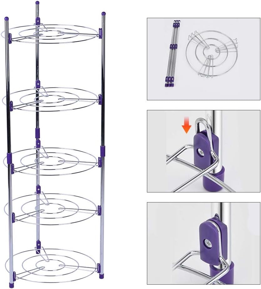5 Tier Round Pot Pan Rack Stainless Steel Kitchen Storage Stand 101x35cm