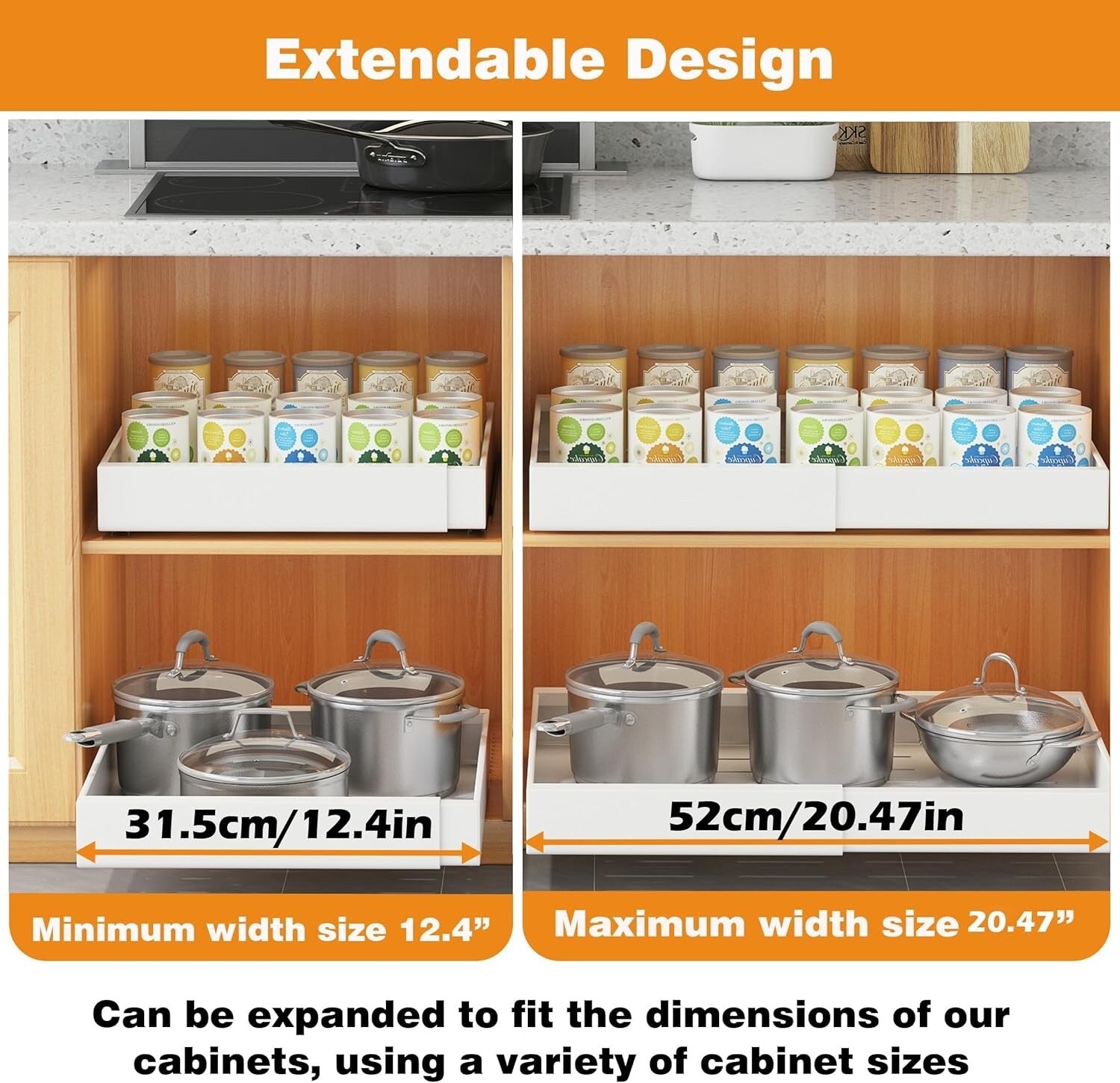 COVAODQ pull out kitchen storage, cupboard pull out storage 2 Pack