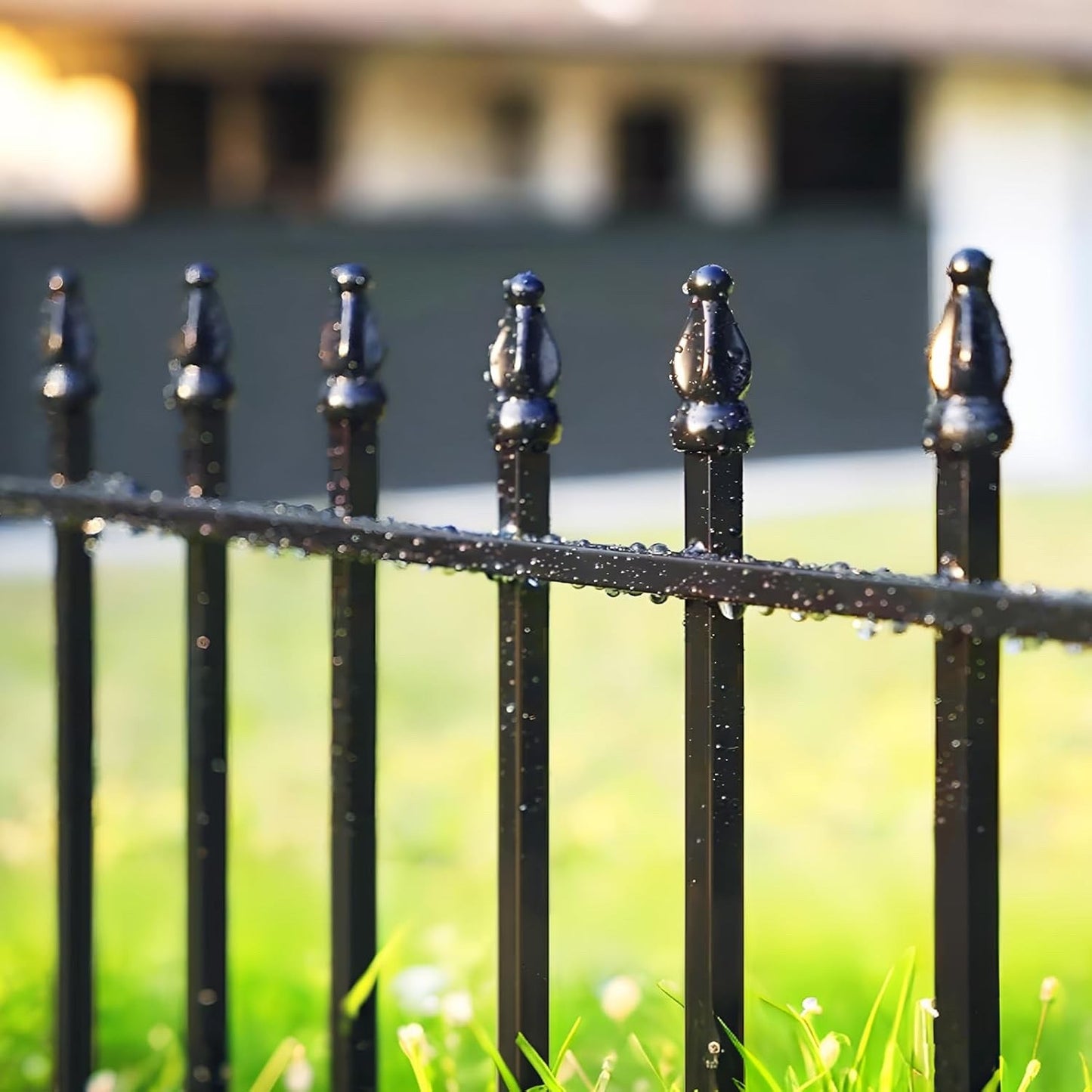 Garden Fence Metal Decorative 91cm 5 Panels No Dig Border Dog Yard Barrier Black