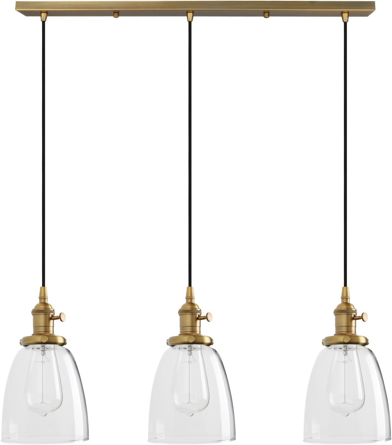 Industrial Vintage 3 Light Pendant Chandelier Glass Globe E27 Loft Ceiling