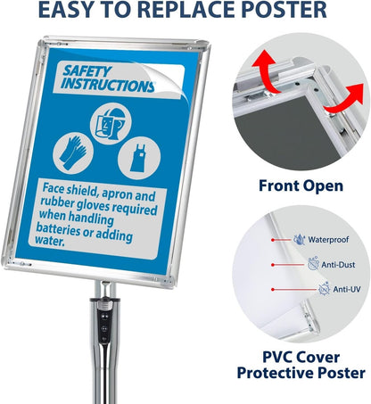 A3 Poster Sign Holder Stand Adjustable Height Floor Standing Silver Snap Frame