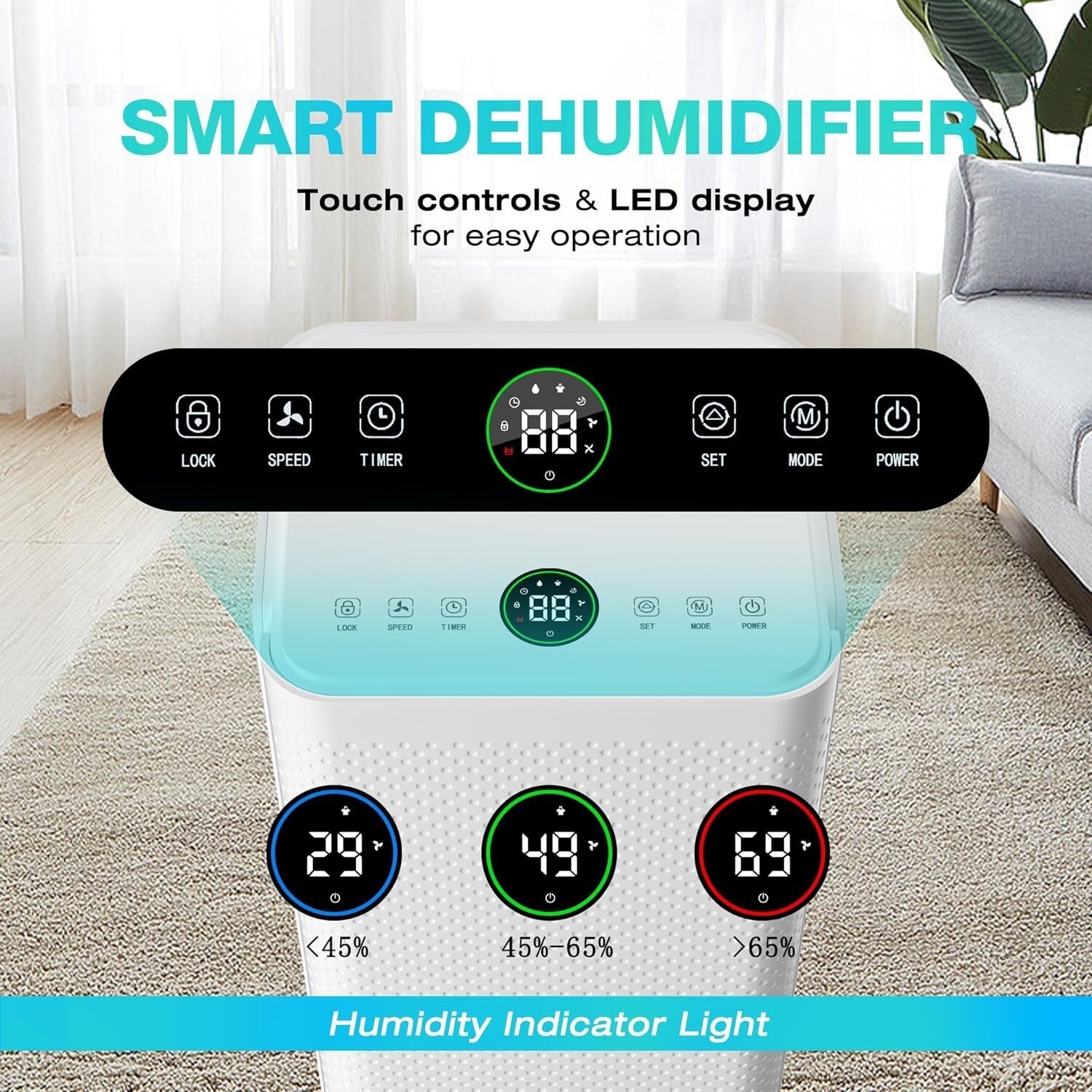 HAUSHOF 12L/Day Dehumidifier for Home with Digital Humidity Display