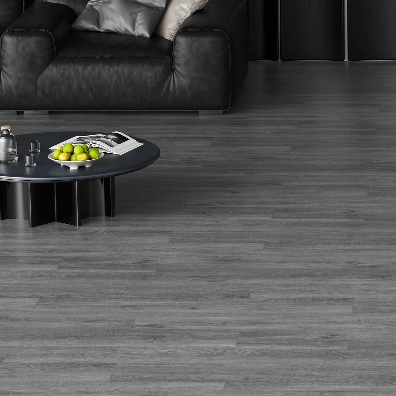 36 Pack Peel and Stick Vinyl Flooring Planks Dark Grey Wood 5.02m²