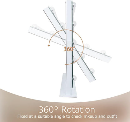 Hollywood Vanity Mirror LED Lights 15 Bulbs 360 Rotate Makeup Mirror 10X Mag