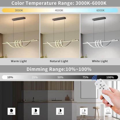 LED Pendant Ceiling Light Dimmable Remote 3000K-6000K 39in Kitchen Island Lamp