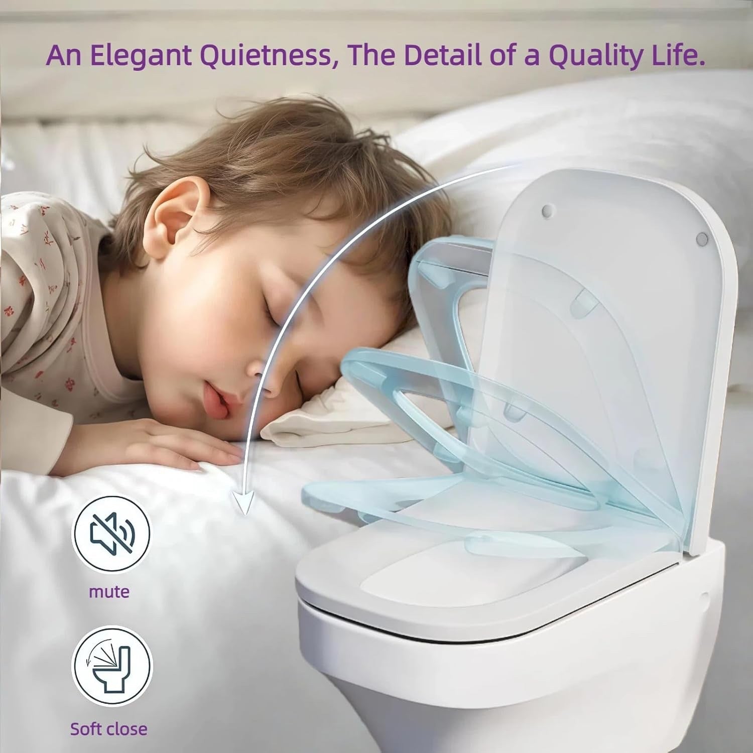 Square Toilet Seat Soft Close White Quick Release Top Bottom Fix 47x36cm WC