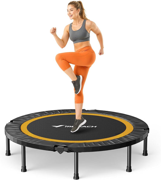 Mini Trampoline 48in Foldable Indoor Fitness Rebounder Quiet 330lb Capacity
