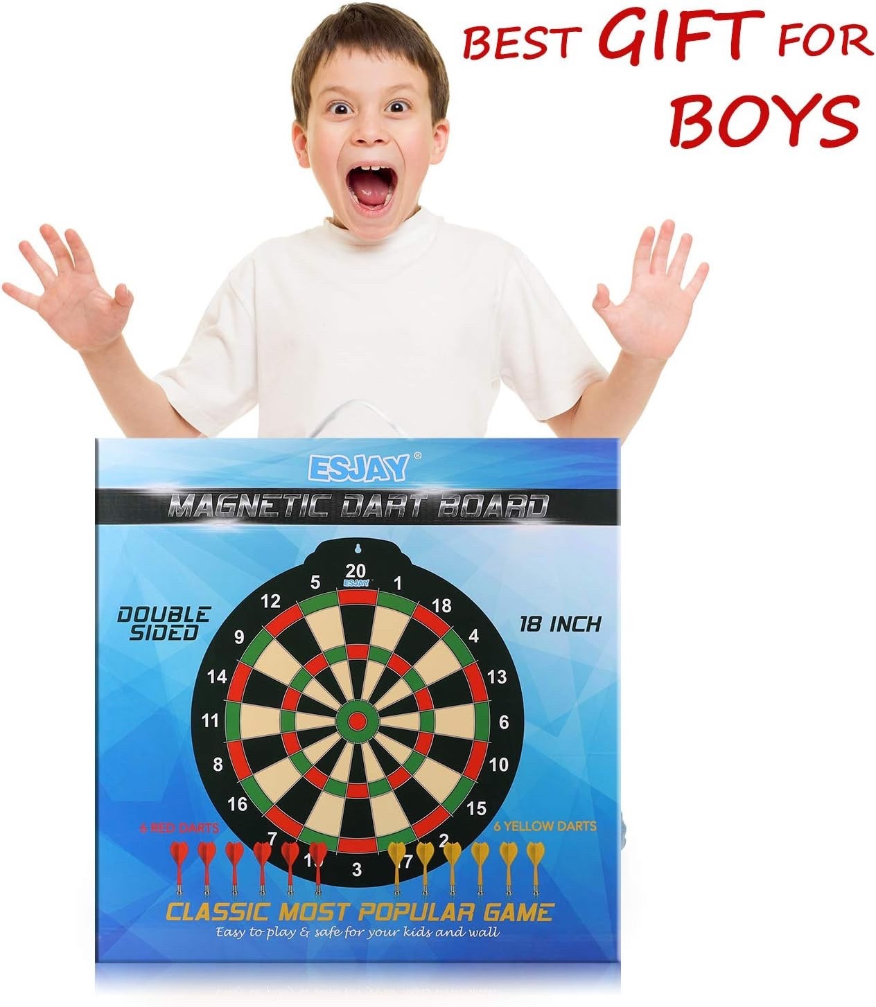Esjay 18 inch Magnetic Dart Board Set Double Sided Safe Dart Game Kids  RRP  £37