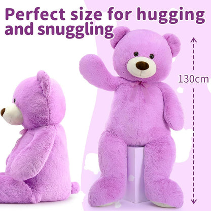Giant Teddy Bear 130cm Large Soft Plush Purple Cute Gift Kids Birthday