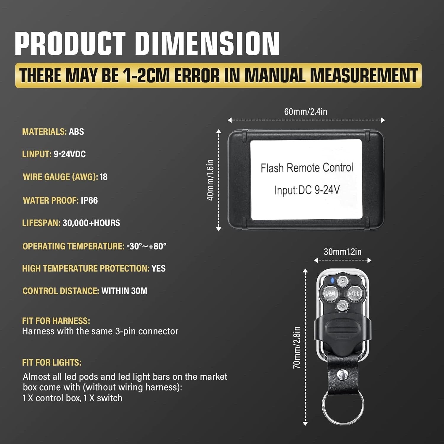 AUXTINGS 52" 675W LED Light Bar Triple Row 6000K + Remote Strobe Harness Kit