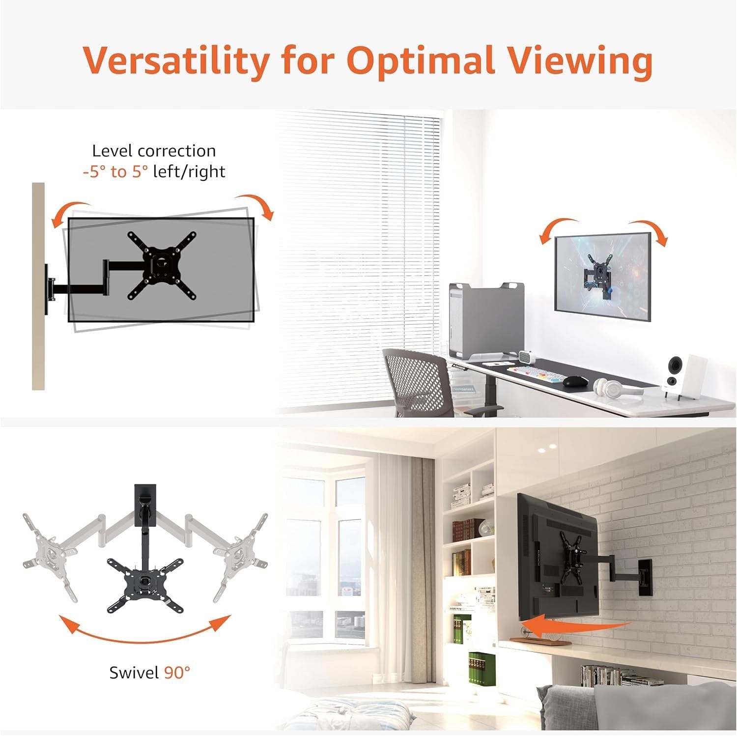 Amazon Basics Full-Motion TV Wall Mount For 12-Inch to 40-Inch Black
