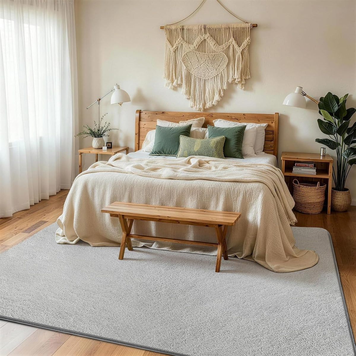 Fluffy Shaggy Rug 160x230cm Light Grey Non Slip Washable Soft Living Room Carpet