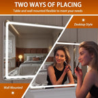 LED Vanity Makeup Mirror 100x75cm Lighted Dimmable 3 Color Touch Control