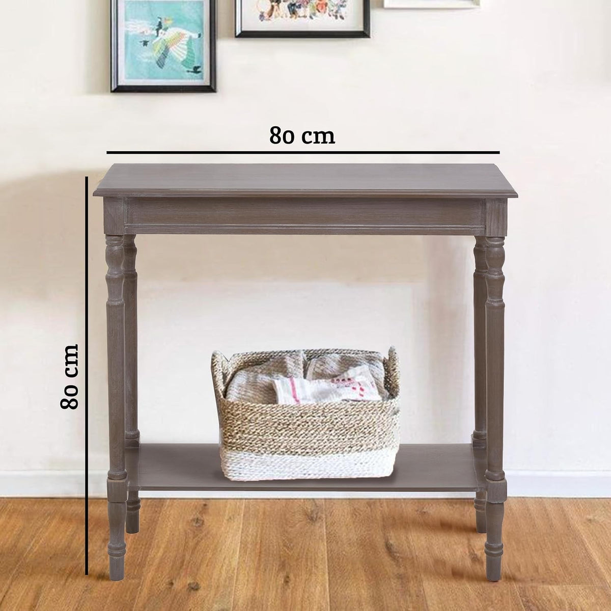 Console Table Hallway Wooden Oak Washed Grey Narrow Side Furniture Shelf Vintage