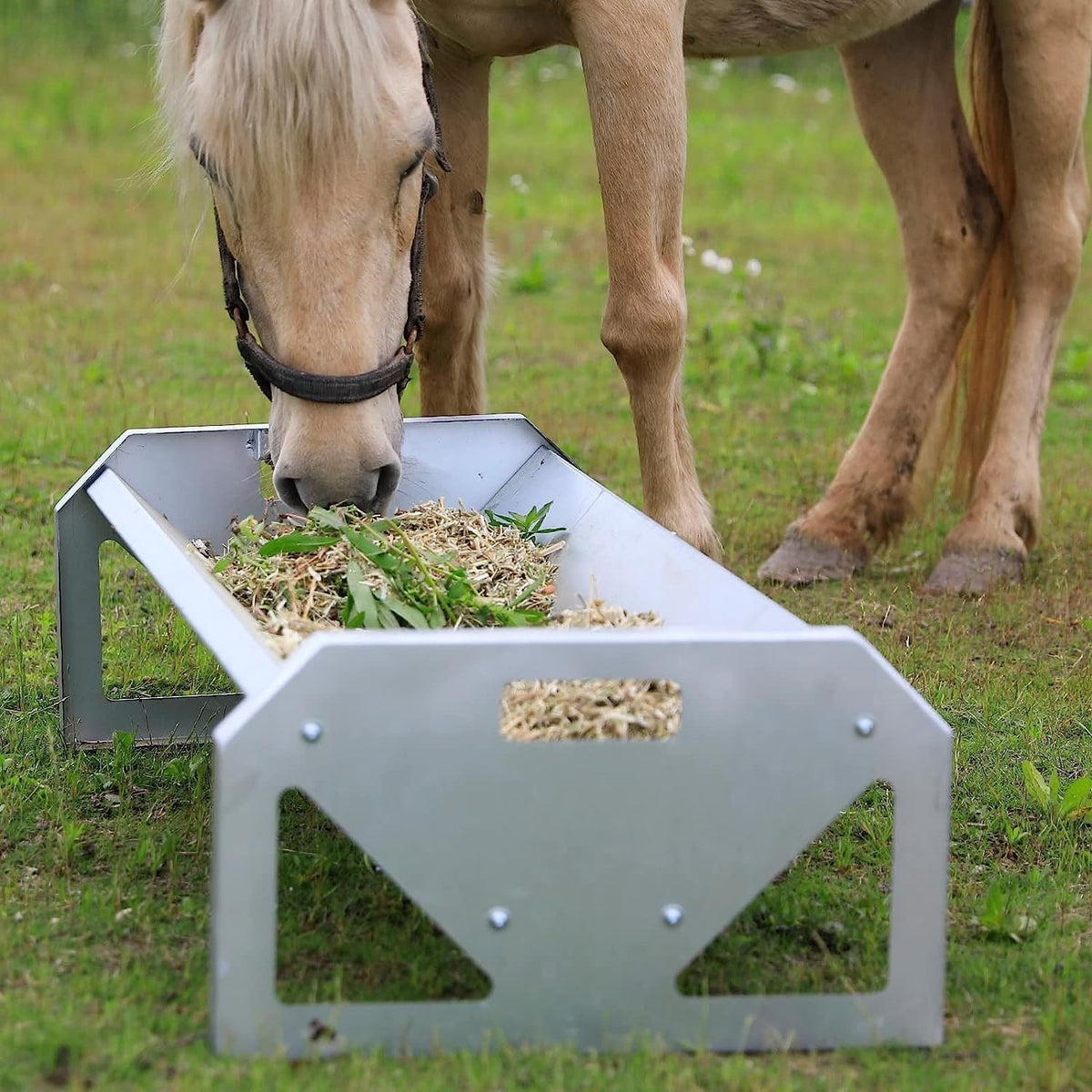 Livestock Feeding Trough 45 Inch Galvanised Steel Heavy Duty Sheep Goat Horse