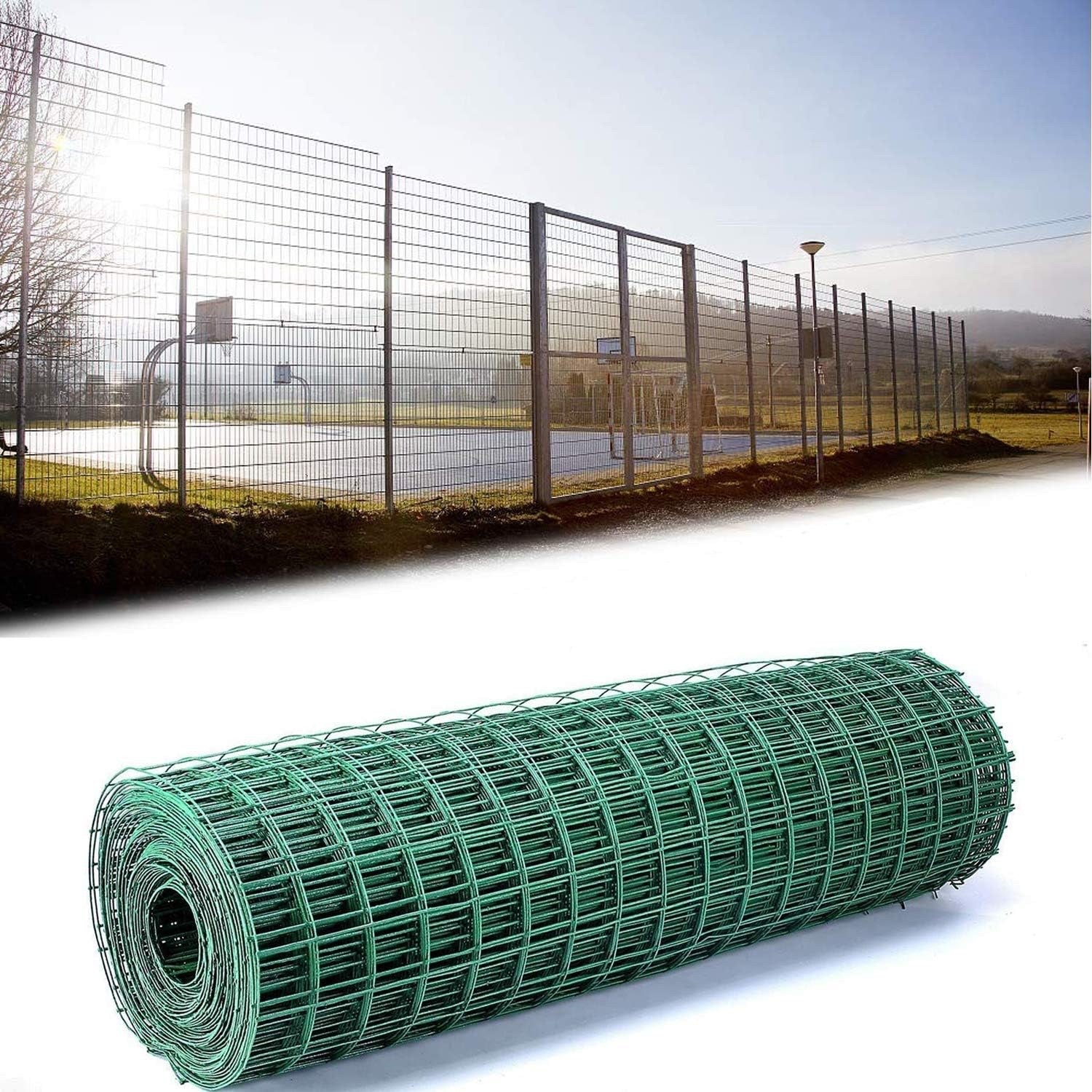 1M x 30M Green PVC Coated Wire Mesh Fence Roll 6x6cm Poultry Chicken Garden Net