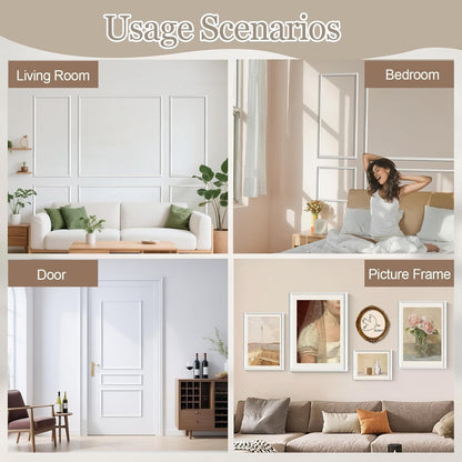 Wall Panelling Panels Wainscoting Peel Stick Moulding Kit 34Pcs Home Decor