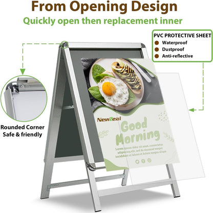 A1 Pavement Sign Board Double Sided Aluminium Snap Frame Poster Display Stand