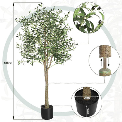 6FT Artificial Olive Tree 180cm Faux Plant Indoor Decor Realistic Leaves Pot