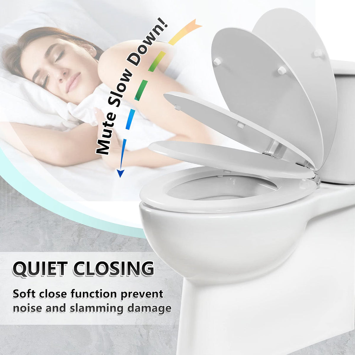 Toilet Seat Wooden Soft Close White Oval 43x37cm Antibacterial Quick Release