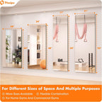 2PCS 55x21in Frameless Gym Wall Mirror Tempered Glass Full Body