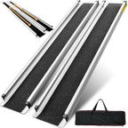 2PCS 7FT Telescopic Wheelchair Ramps Portable Adjustable 272KG Heavy Duty