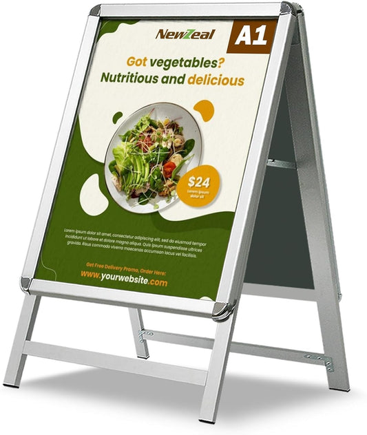 A1 Pavement Sign Board Double Sided Aluminium Snap Frame Poster Display Stand