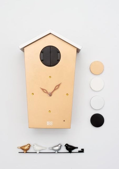 Birdhouse Cuckoo Clock Copper 12 Natural Bird Voices Pendulum Wall Shelf Decor