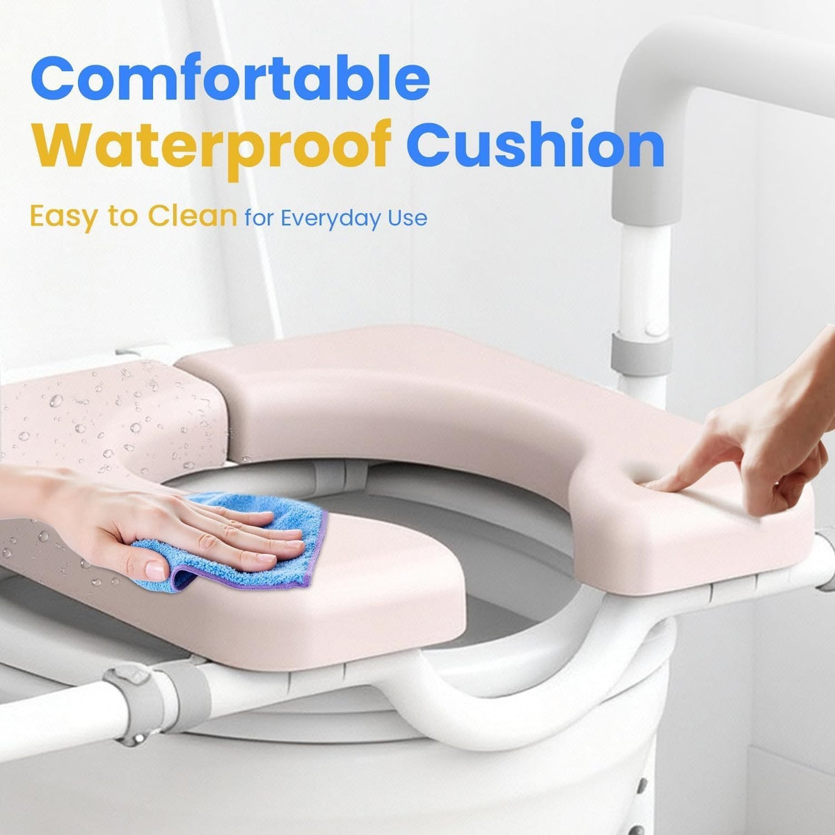 Raised Toilet Seat Riser with Handles Adjustable Height Width Padded Elderly WC