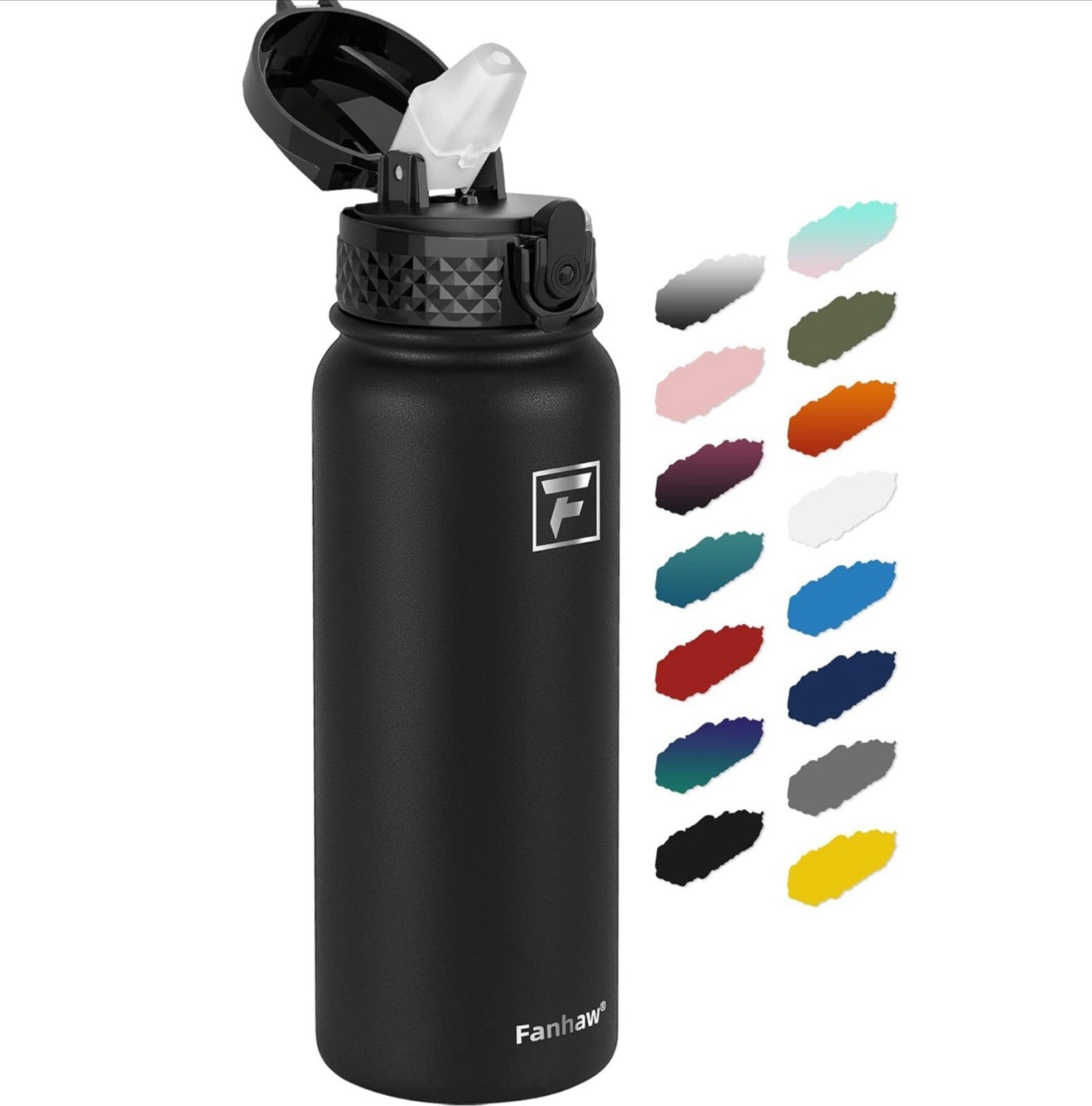 Fanhaw 600 ml Insulated Stainless Steel Water Bottle with 1 Lid (Chug Lid) - Fo