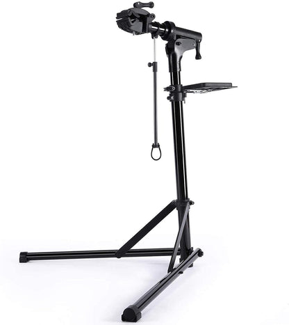 Bike Repair Stand Workstand Foldable Aluminium 360° Clamp Tool Tray 27kg Black