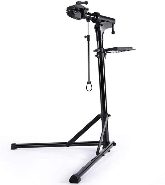 Bike Repair Stand Workstand Foldable Aluminium 360° Clamp Tool Tray 27kg Black