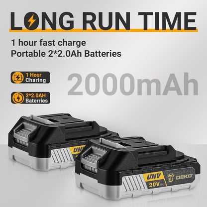 20V Cordless Reciprocating Saw Kit 2.0Ah Battery 2 Blades LED 3200SPM Wood