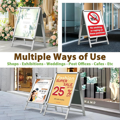 A1 Pavement Sign Board Double Sided Aluminium Snap Frame Poster Display Stand