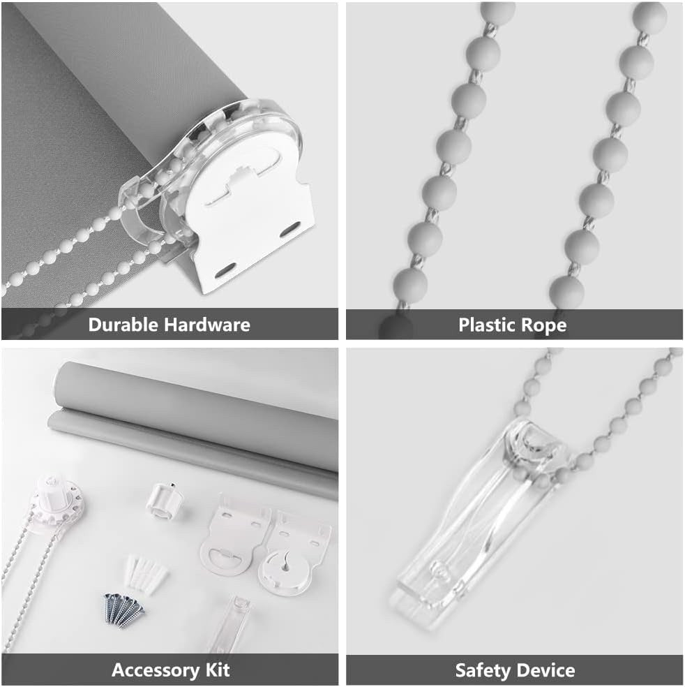 Grey Blackout Roller Blind Thermal UV Waterproof Window Shade Indoor