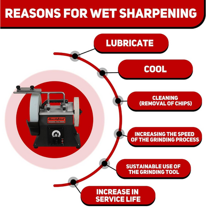 Wet Dry Bench Sharpener 250mm Variable Speed Water Cooled Grinder 90-160RPM