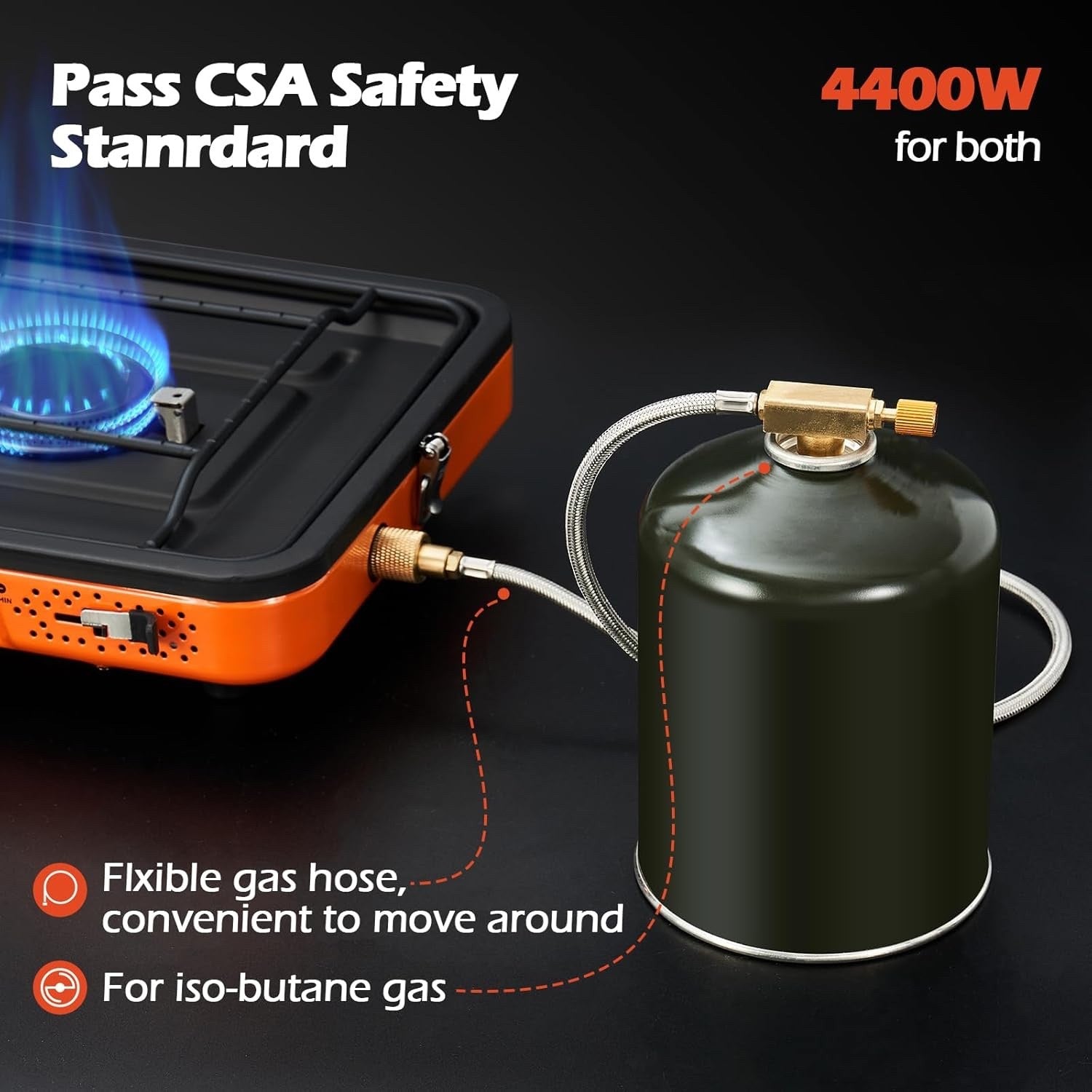 Odoland Portable 2 Burner Camping Stove 4400W Camp Stoves Lightweight Camping