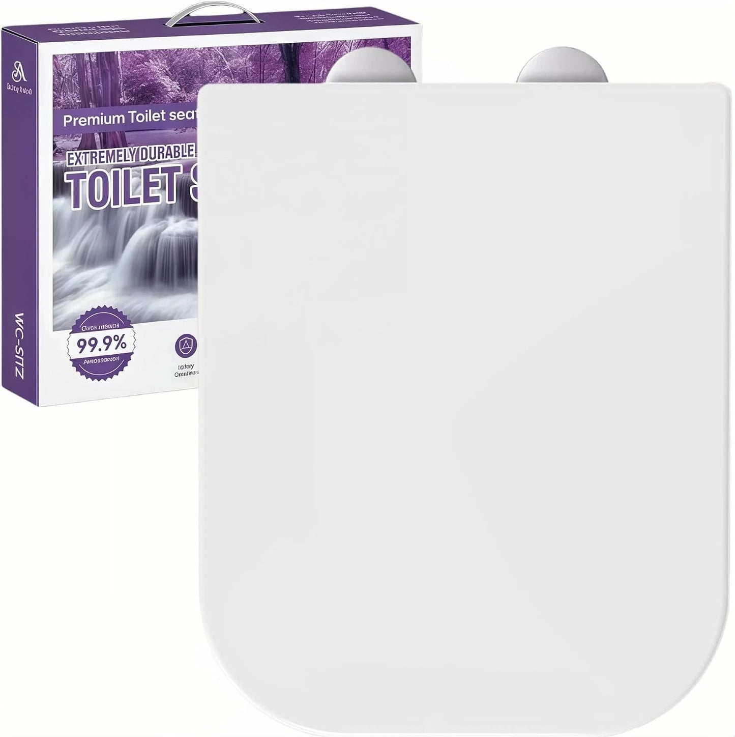 Square Toilet Seat Soft Close White Quick Release Top Bottom Fix 47x36cm WC