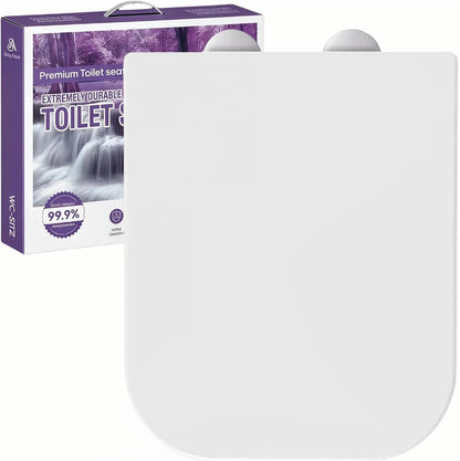 Square Toilet Seat Soft Close White Quick Release Top Bottom Fix 47x36cm WC