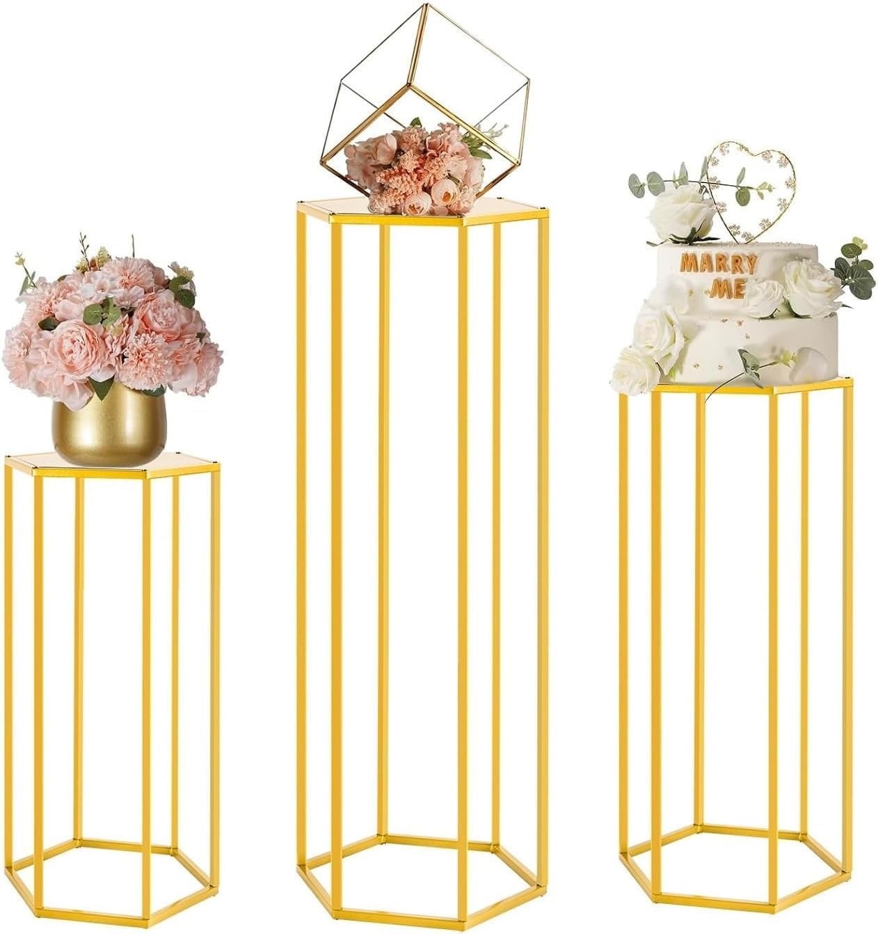 Cylinder Pedestal Stand Set Wedding Party Event Display Plinth Centerpiece Decor