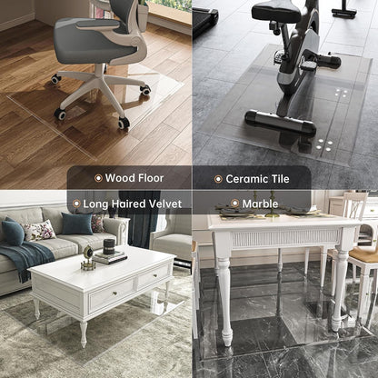 Chair Mat Glass Tempered 91x91cm Clear Beveled Edge Carpet Hard Floor