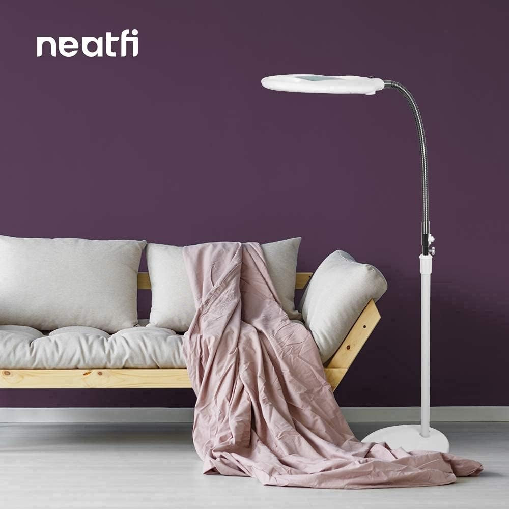 LED Magnifying Floor Lamp 12X 3X Bifocal Glass Lens Adjustable Light Stand