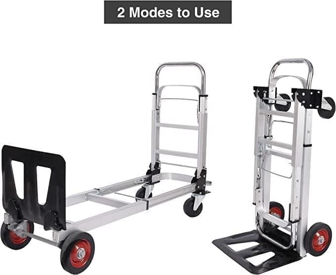 Folding Sack Truck Trolley 2 in 1 Heavy Duty 150kg Aluminium 4 Wheel Platform