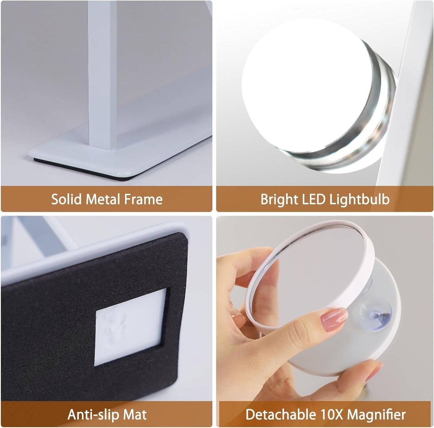 Vanity Mirror Hollywood Makeup LED 9 Bulbs 360 Rotation 10x Magnifier Touch