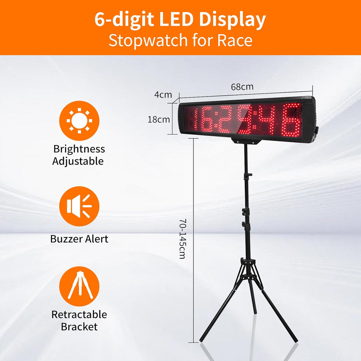 Digital Gym Timer Clock 5 Inch LED 6 Digit Countdown Stopwatch Remote Stand