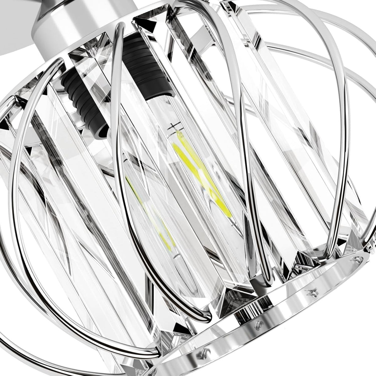 Ceiling Lights 2 Pack LED Crystal Chrome Flush Mount E27 19cm Bathroom Kitchen