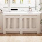 Tall White MDF Radiator Cover 100cm Internal Height Slatted Cabinet Shelf