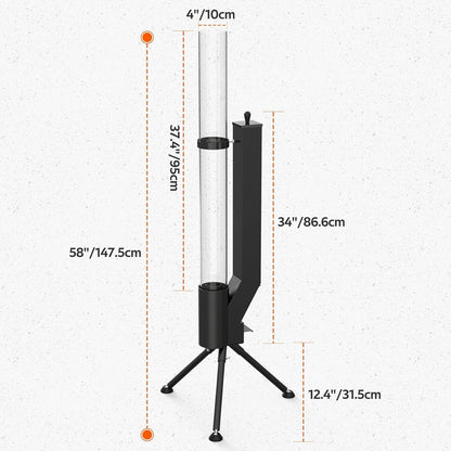 Patio Heater Wood Pellet Stove Outdoor Garden Fire Pit Glass Tube 147.5cm Black