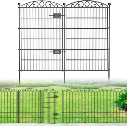 Garden Fence Panels Metal Decorative 10 Pack 61cm High 3.25m Long No Dig Black